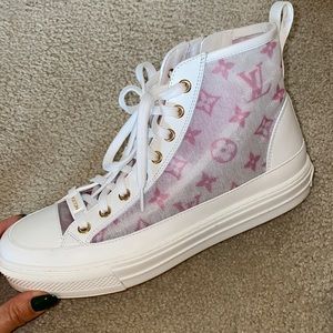 Women’s pink white LV high top sneakers